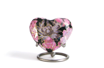 Floral Blush Cloisonne Elite Heart Cremation Urn