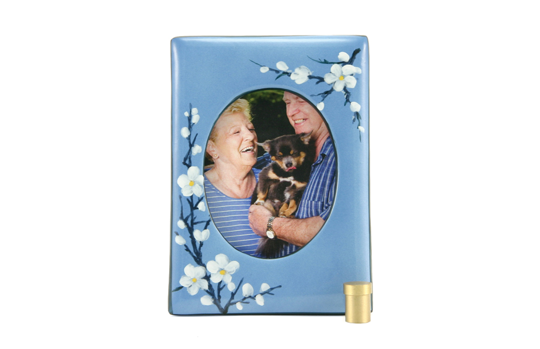 Floral Ceramic Plum Blossom, Photo Frame with Personal Keepsake