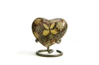 Golden Butterfly Cloisonne Heart Cremation Urn