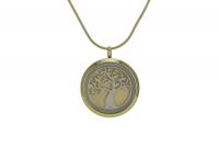 Tree Round Cremation Jewelry Pendant