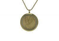 Wheat Round Cremation Jewelry Pendant