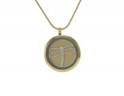 Dragonfly Round Cremation Jewelry Pendant