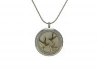 Birds Round Cremation Jewelry Pendant