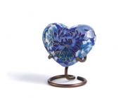 Floral Blue Cloisonne Elite Heart Cremation Urn