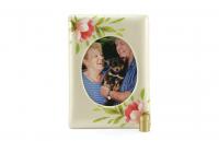 Floral Ceramic Rose Bouquet, Photo Frame with Personal Keepsake