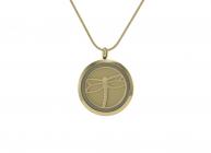 Dragonfly Round Cremation Jewelry Pendant 