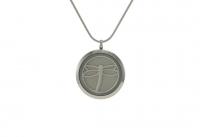 Dragonfly Round Cremation Jewelry Pendant